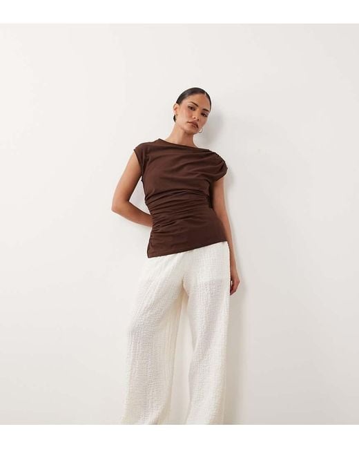 JDY Petite White Textured Semi-sheer Pants