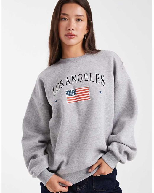 Daisy Street Blue Long Sleeve La Graphic Sweatshirt