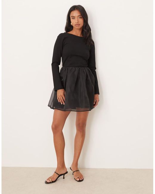 Nobody's Child Petite Black Penny Scoop Neck Mini Dress