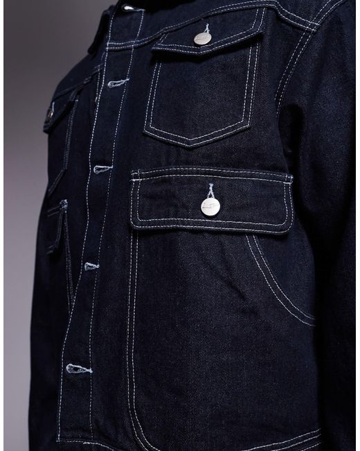 Liquor N Poker Blue Oversized Carpenter Denim Jacket for men