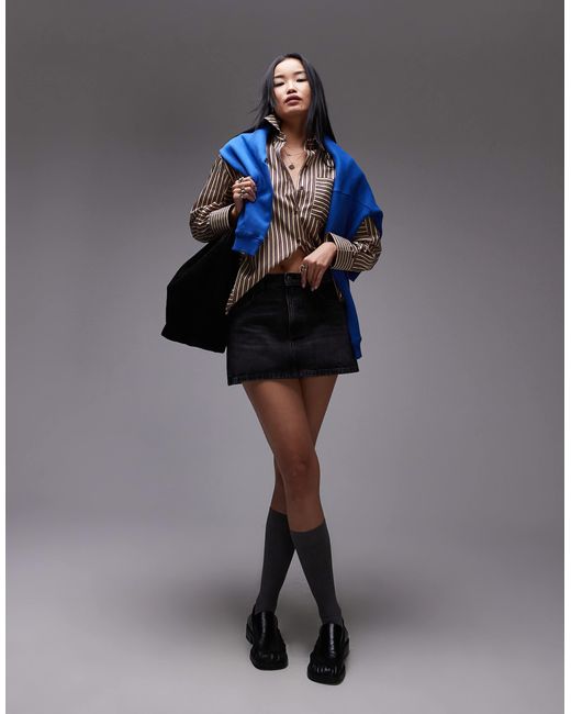 TOPSHOP Blue Denim Pelmet Mini Skirt