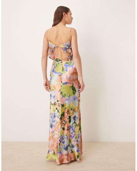 ASOS Natural Chiffon Bust Satin Cami Maxi Dress