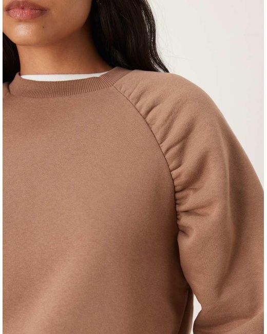 ASOS Blue Oversized Raglan Sweatshirt With Ruched Detail