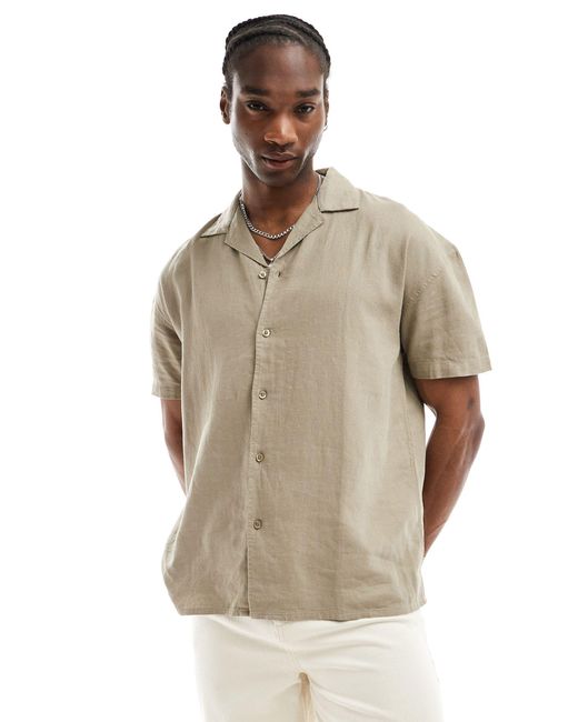 Denim Project Natural Co-ord Short Sleeve Revere Collared Shirt for men