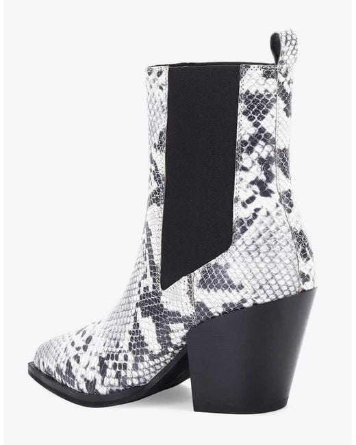 OFF THE HOOK Black 'Marlow' Block Heel Western Ankle Leather Boots