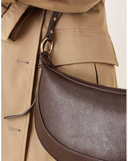 Mango Brown Classic Half Moon Shoulder Bag