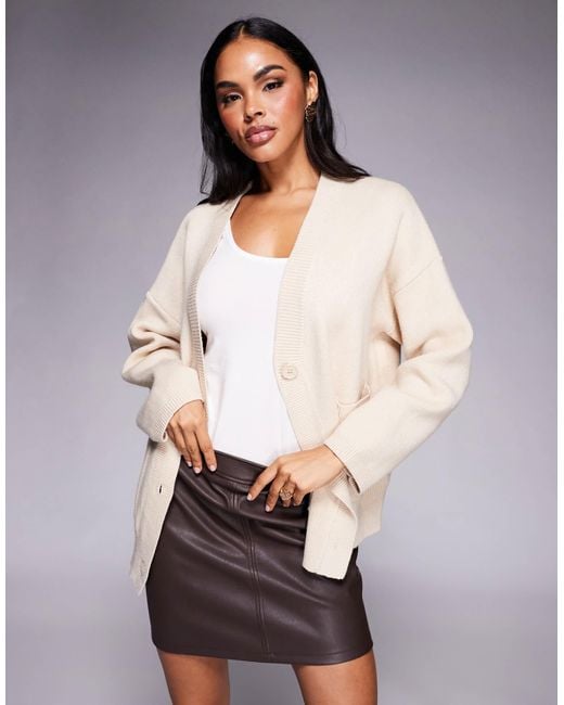 Princess Polly Women's White Burke Oversized Pocket Detail Cardigan