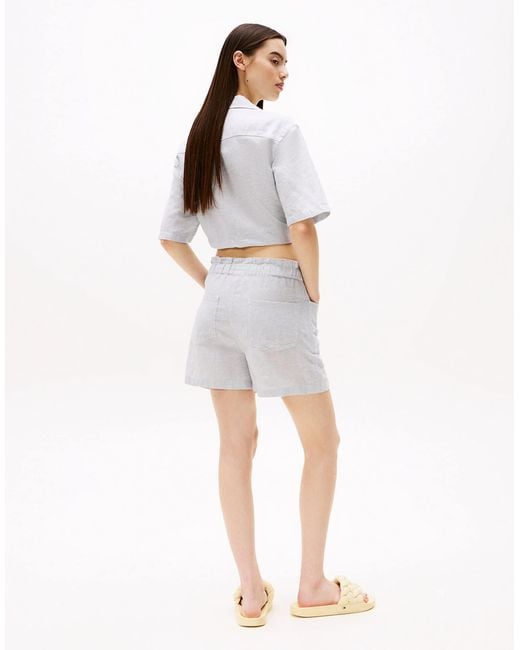 Short en lin et coton - gris clair Tommy Hilfiger en coloris Blue