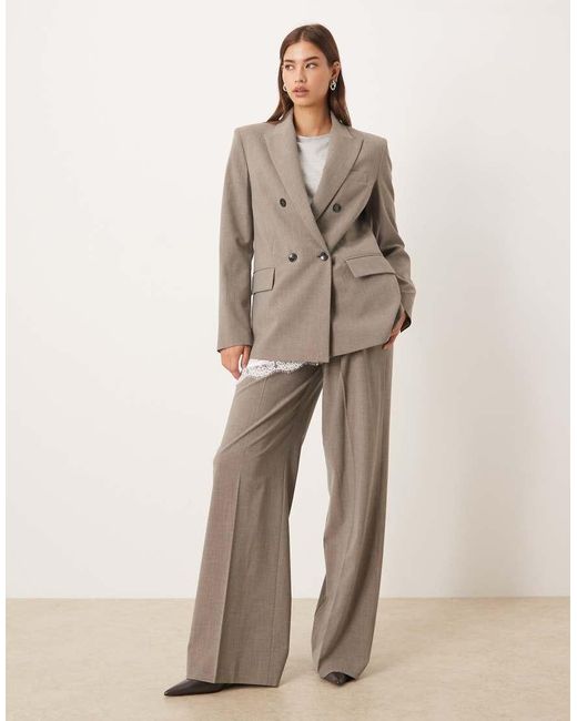 Mango Brown Puglia Tailored Double Breasted Blazer