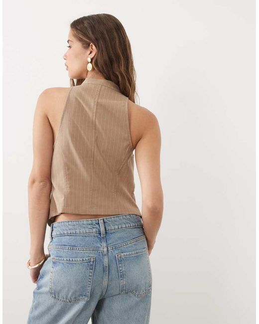 Miss Selfridge Natural Tailored Mandarin Asymmetric Waistcoat