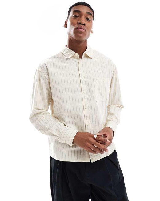 Cotton On White Cotton On Cropped Oxford Long Sleeve Shirt for men