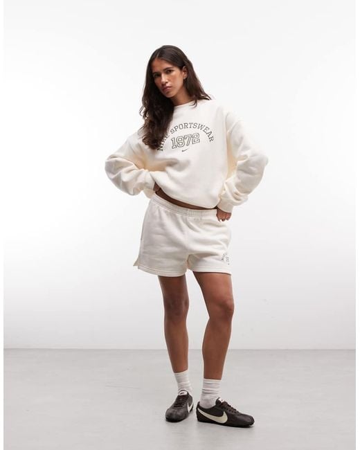 Nike White Studio Fleece Varsity Shorts