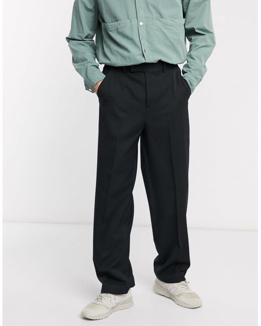 ASOS Wide Leg Smart Trousers in Black for Men | Lyst Canada