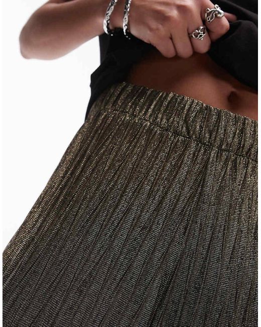 TOPSHOP Black Wide Leg Metallic Sheer Trousers