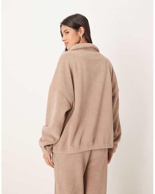 ASOS Brown Lounge Microfleece Oversized Collar Sweatshirt