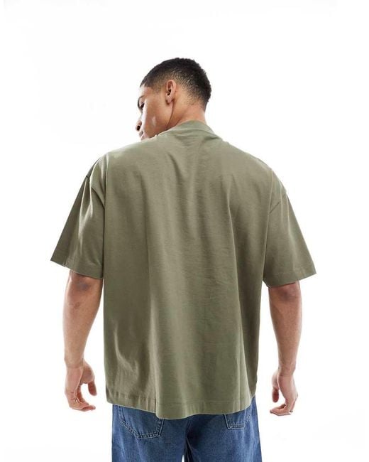 ASOS Green Essentials Oversized High Neck T-Shirt for men