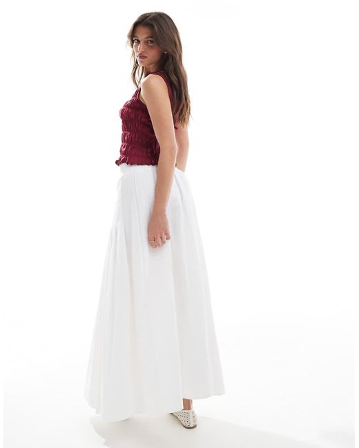 Falda Midi Blanca Plisada De Corte Amplio De New Look de color White