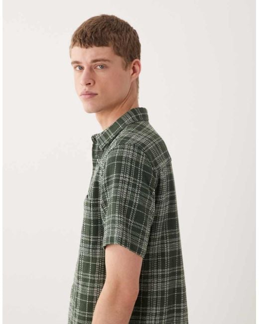 ASOS Green Regular Fit Textured Check Shirt for men