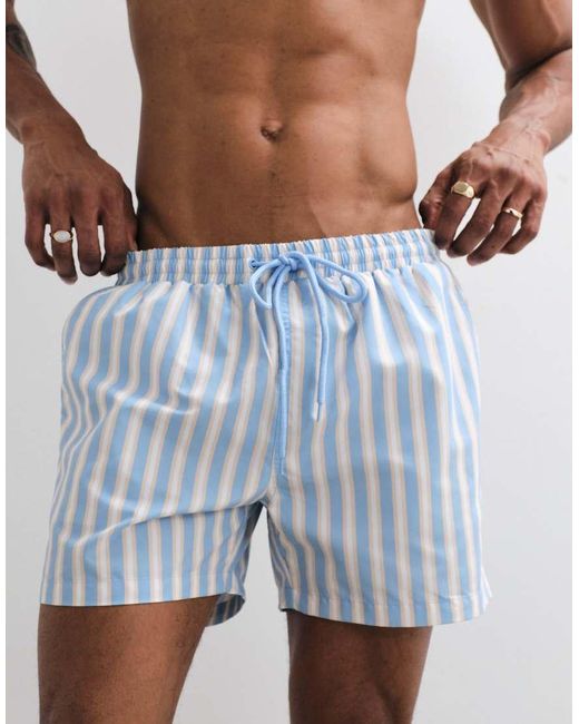 South Beach Blue Stripe Swim Short for men
