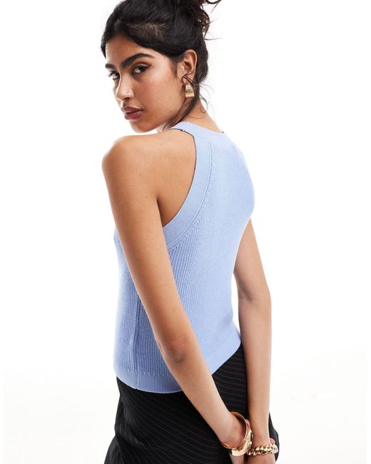 & Other Stories Blue Knitted Halter Neck Cropped Top