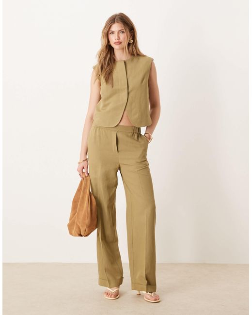 ASOS Natural Tailored Straight Leg Trousers Co-Ord