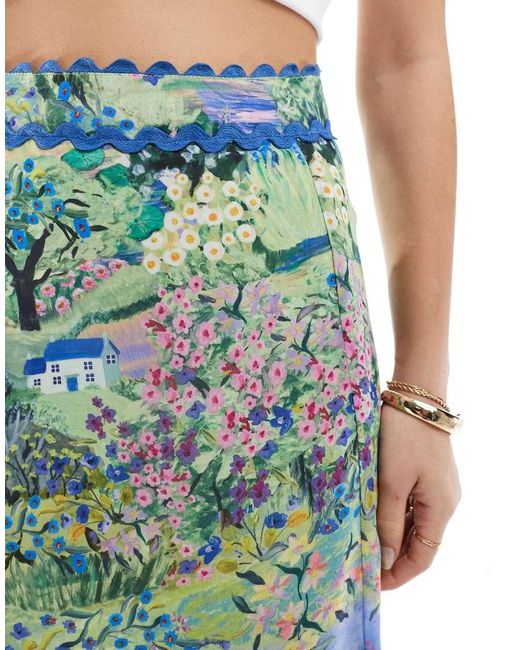 Hope & Ivy Maxirok Met Hoge Taille En Dijsplit in het Blue