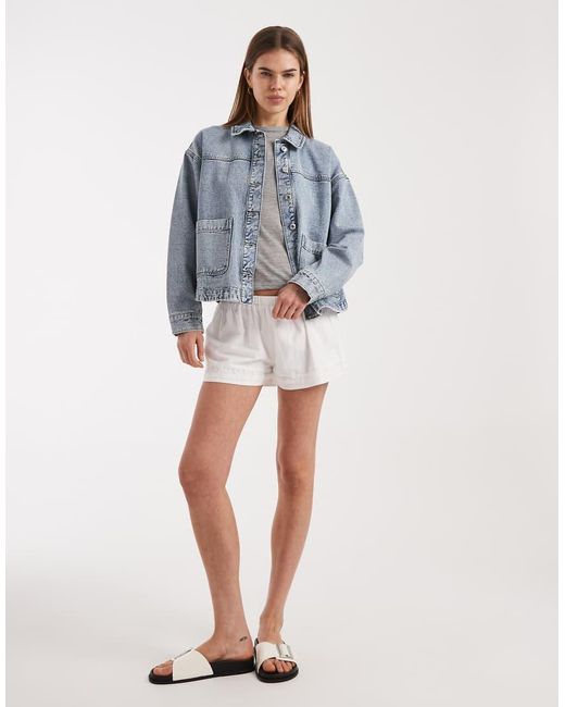 Vero Moda Blue Denim Shacket With Front Pockets