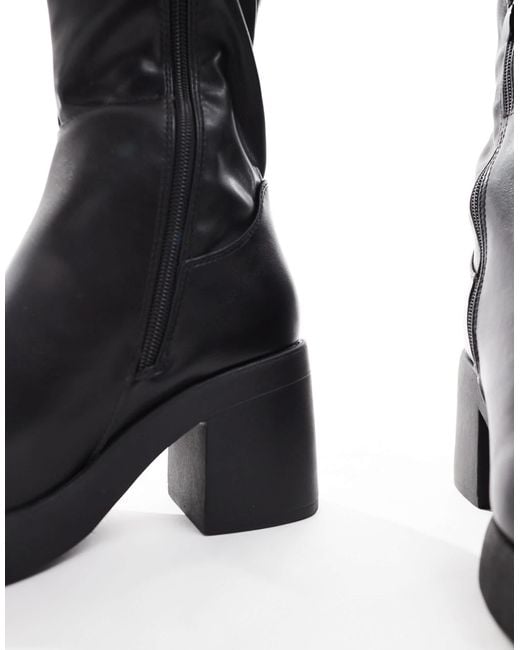 SEQWL Black Audi Chunky Knee High Boots