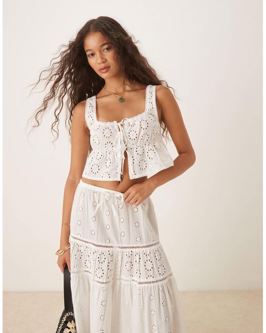 Iisla & Bird Natural Broderie Double Tie Beach Waistcoat Co-ord