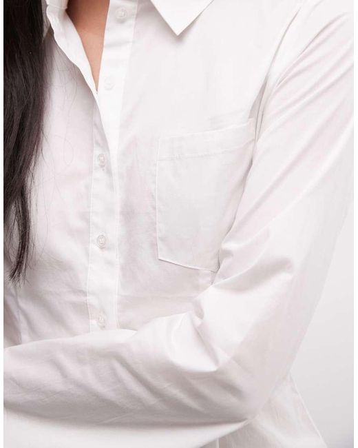 Monki White Cinched Pleated Shirt
