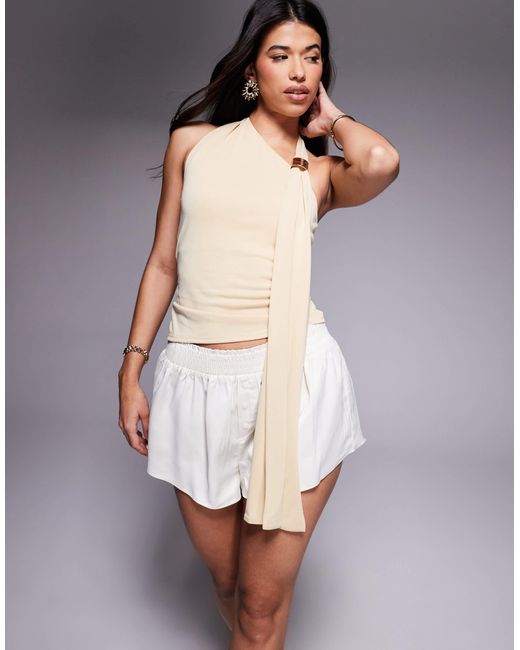 River Island White Scarf Neck Top
