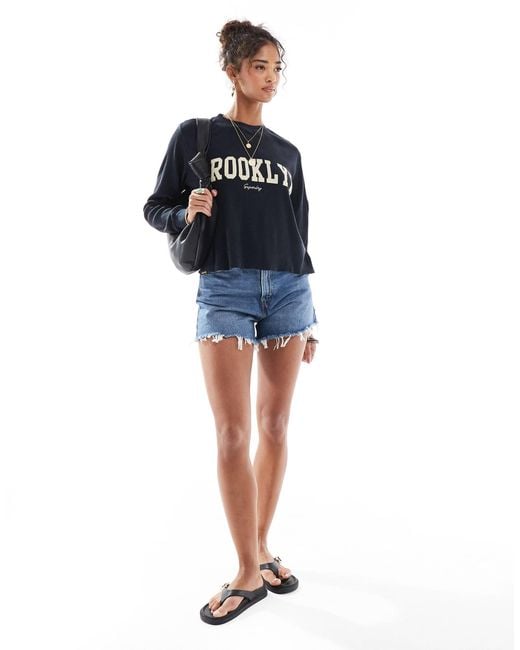 Superdry Blue – athletic – langärmliges basic-oberteil