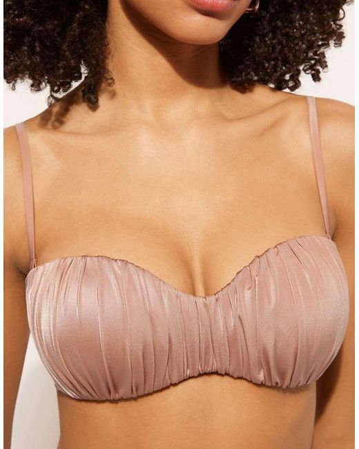 Calzedonia Brown Calzendonia Bandeau Bikini Top Shiny Satin