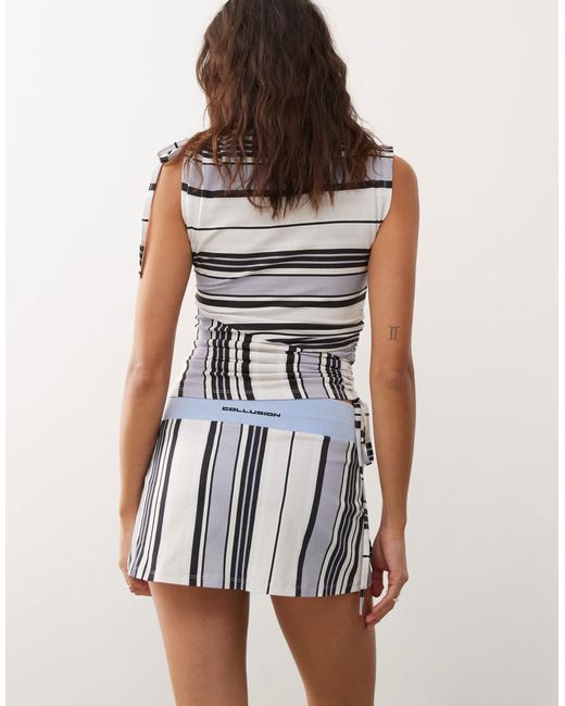 Collusion White Irregular Stripe Skort