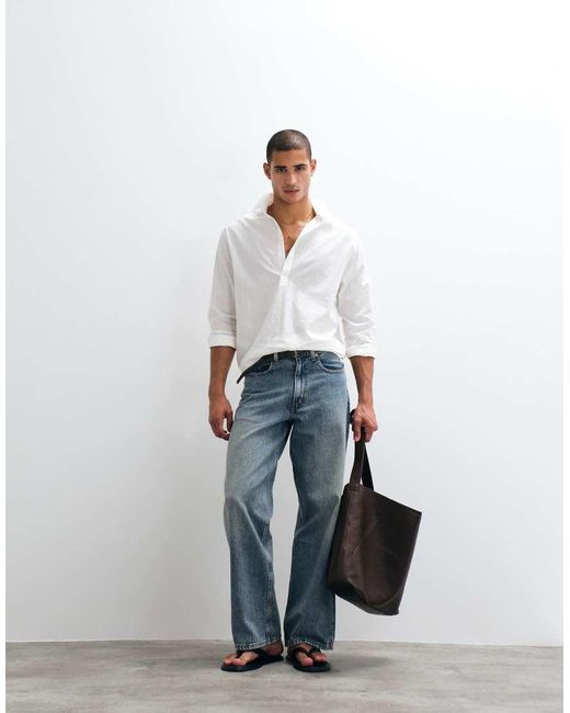 ASOS White Oversized Overhead Shirt for men