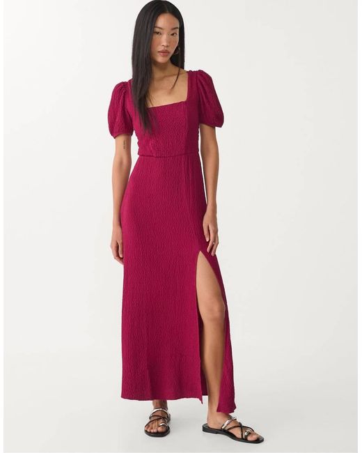 Stradivarius Red Flowing Maxi Dress With Cross Back