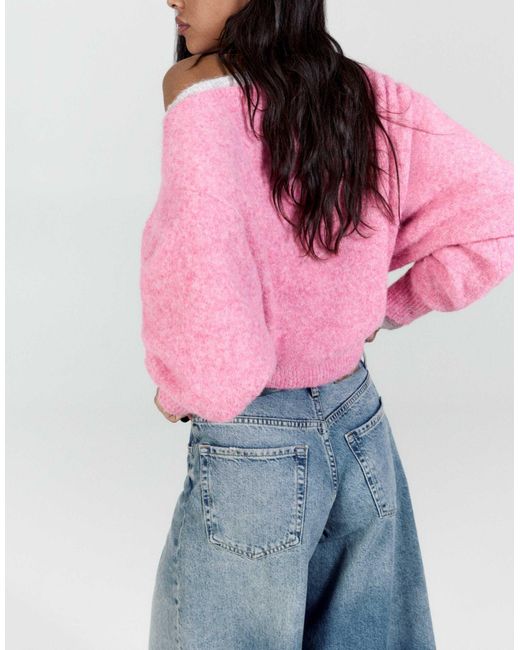 Pull regular à encolure bateau Pull&Bear en coloris Red