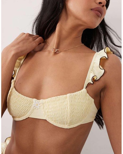 Wild Lovers Yellow Zesty Underwire Bikini Top With Ruffle Strap