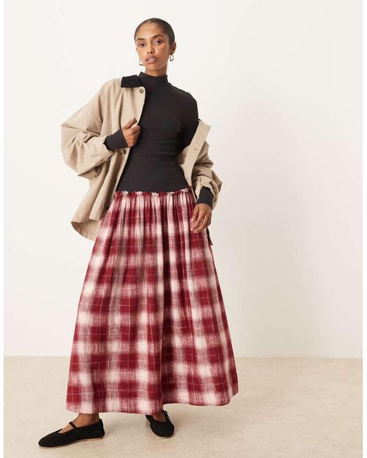 ASOS Red High Neck Long Sleeve Hybrid Maxi Dress