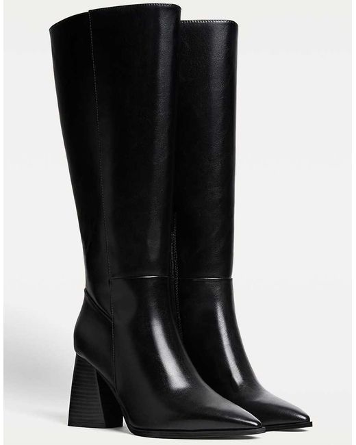 Stradivarius Black Wide Fit High-heeled Boots