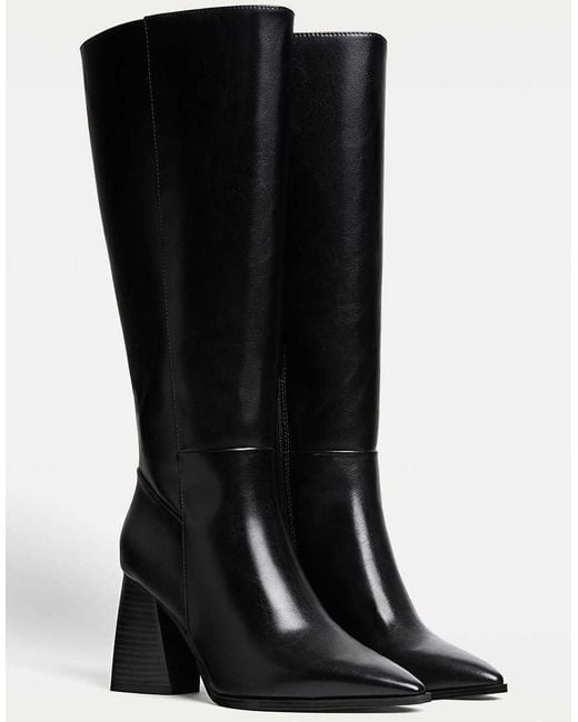 Stradivarius Black Wide Fit High-heeled Boots