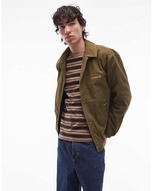 Timberland Blue Washed Canvas Insulated Coach Jacket for men