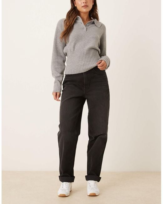 ASOS Natural High Rise Relaxed Mom Jean