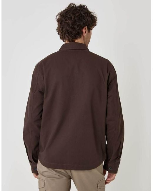 Threadbare Black Cotton Twill Shacket With Pockets for men