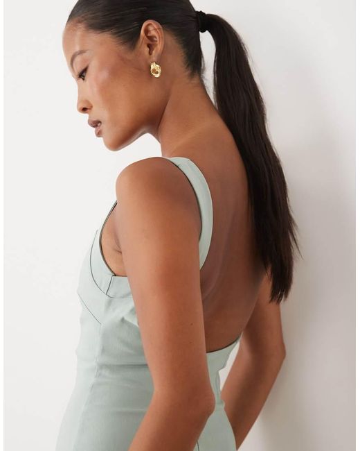 Vesper White Petite Bengaline Square Neck Scoop Back Midaxi Dress