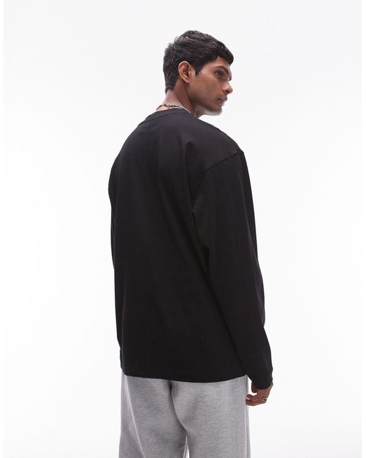 Topman – locker geschnittenes, langärmeliges skater-shirt in Black für Herren
