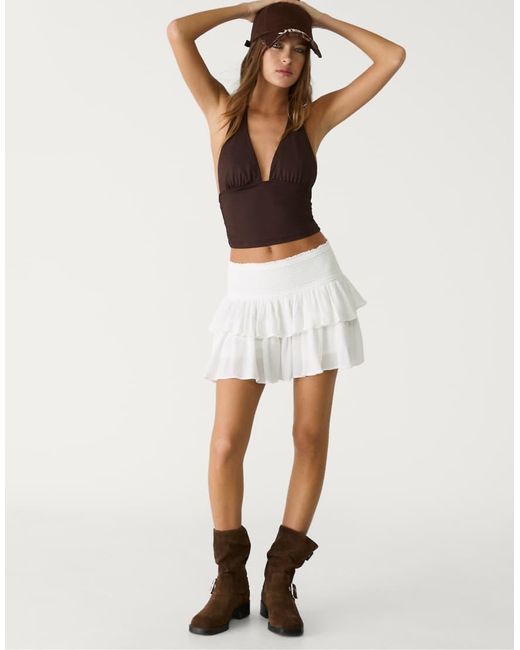 Stradivarius Natural Str Layered High Waist Skort