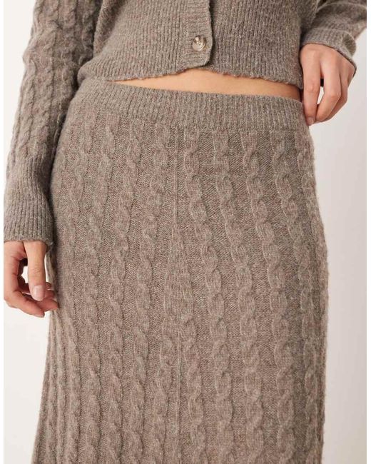 Vila Natural Cable Knit Maxi Skirt Co-ord