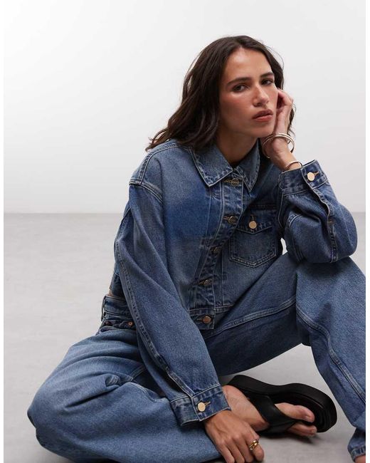 AllSaints Blue Blink Cropped Denim Jacket