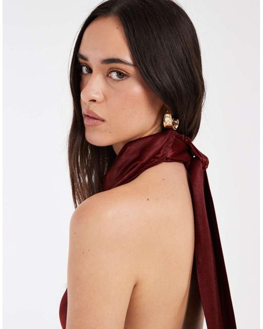 ASOS Red Tailo Soft Satin Halter Neck Top